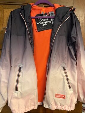 Superdry Jacket with Pink Ombre and Coral Logo Patch
